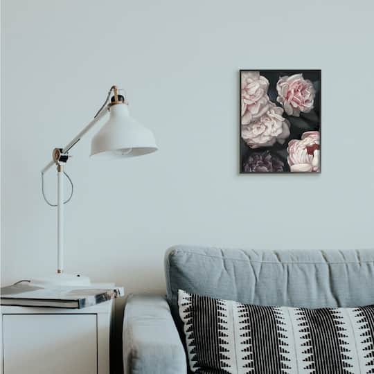 Stupell Industries Clustered Pink & White Florals Wall Art in Black Frame